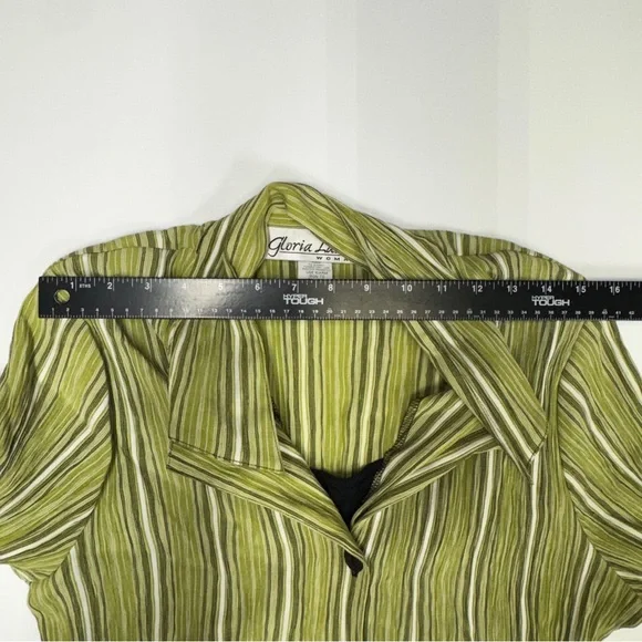 Gloria Lance Green Striped Button-Up Blouse - Picture 8 of 10